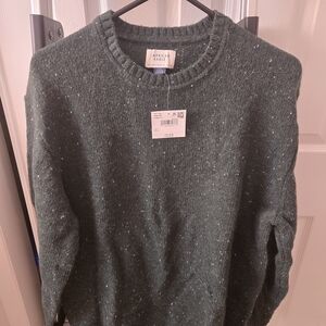 American Eagle Outfitters Men's Speckled Dark Green Crewneck Sweater